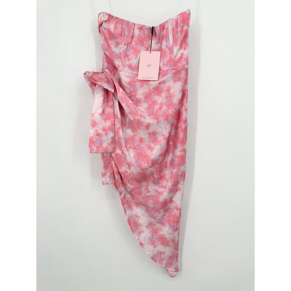 Hello Molly Date Nights Approved Midi Dress Strapless Ruched Bow Tie Dye NWT - Picture 10 of 14